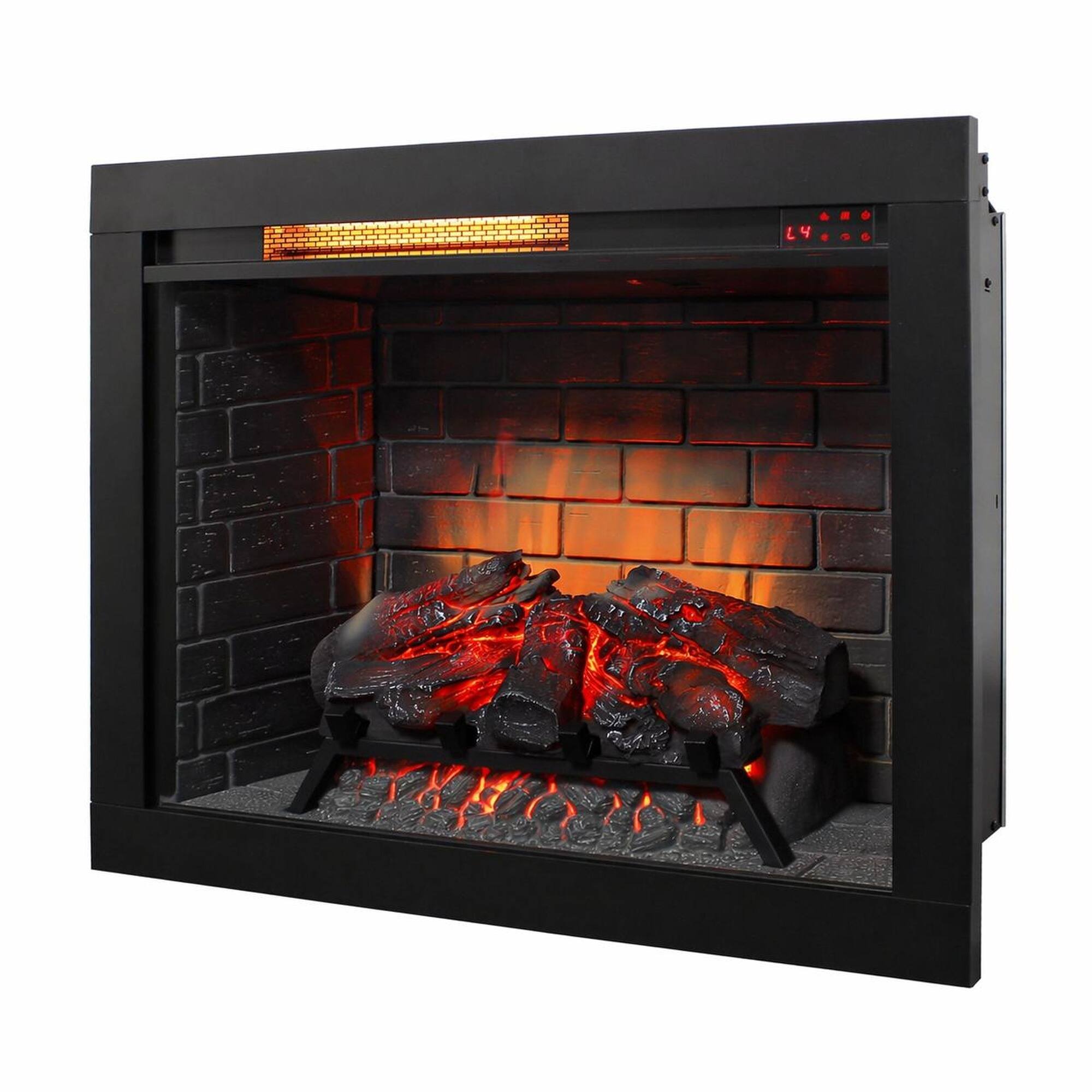 Front. RYHNUYNE - 28 Inch Infrared Electric Fireplace with Removable Trim Kit Insert & Touch Panel for Living Room Bedroom Home Decor - Antique Black.