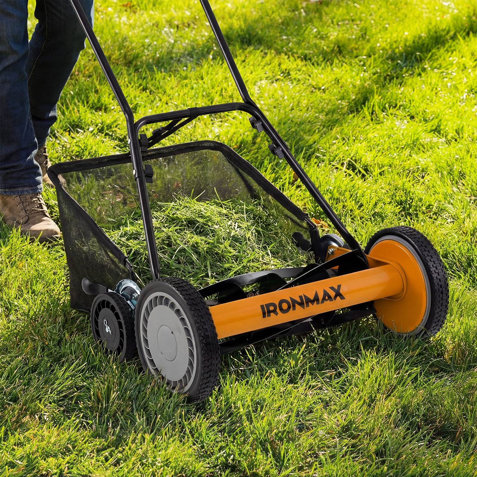 Alt View 3. Costway - Costway 18" Push Reel Lawn Mower, 5-Blade Manganese Steel Manual Grass Cutter for Yard - Orange.