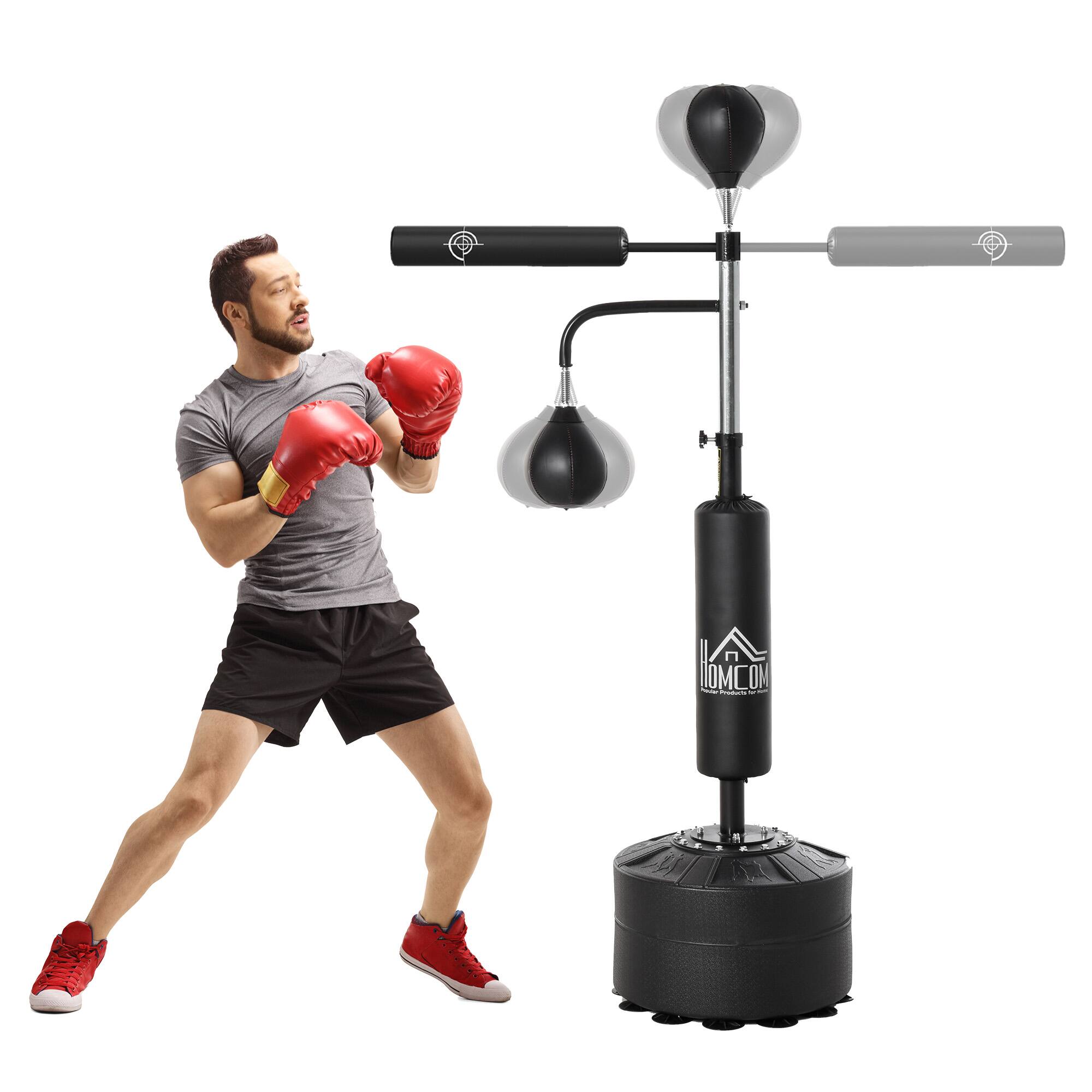Soozier - 4-in-1 Punching Bag for Adults, Freestanding Boxing Bag with 2 Speed Bag, Boxing Training Equipment - Black