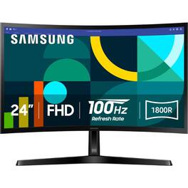 Samsung - 24" Essential S3 Series FHD Curved Monitor LS24D366GANXZA - Black