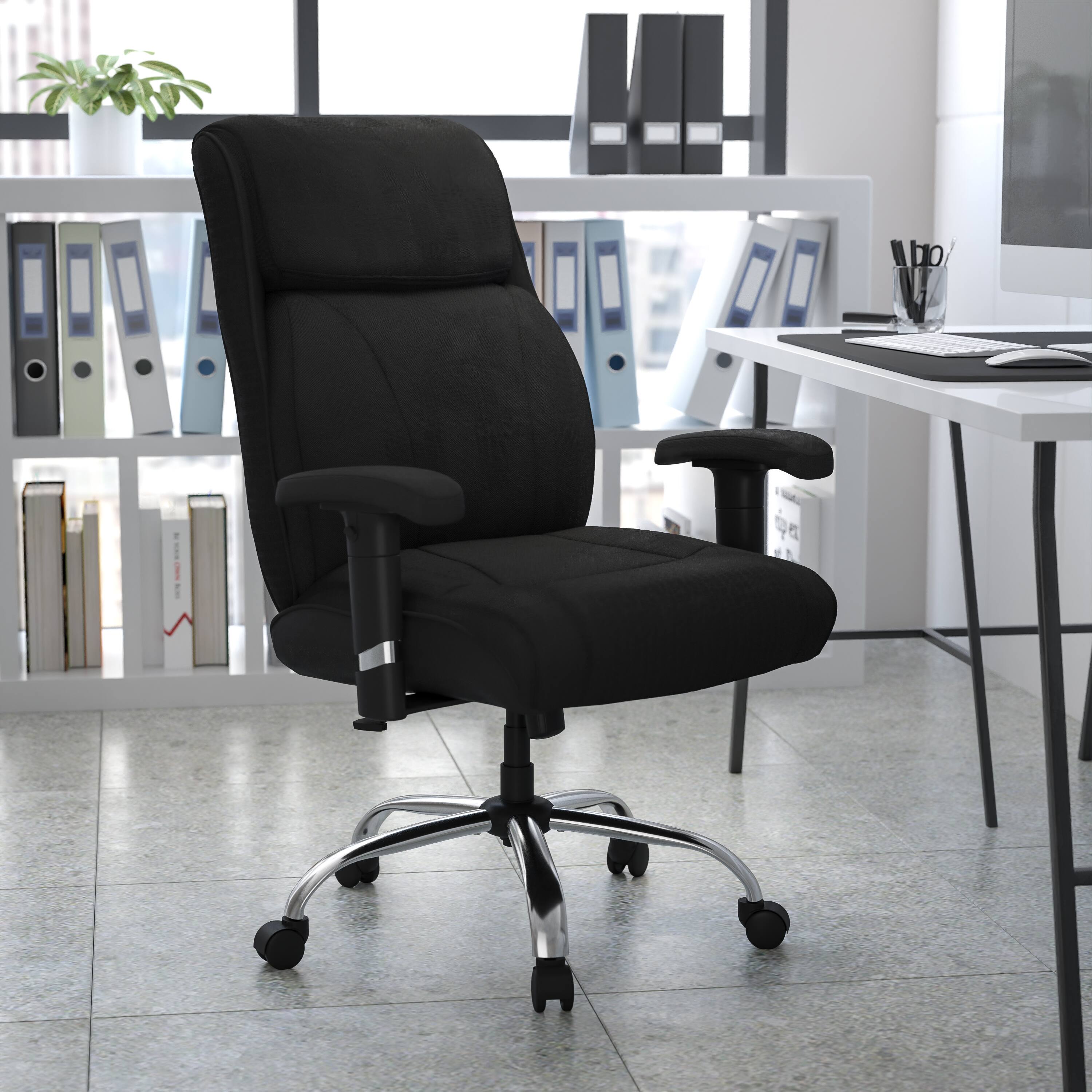 Alt View 1. Emma + Oliver - 400 lb. Big & Tall Mid-Back Swivel Clean Line Stitch Ergonomic Task Office Chair - Black Fabric.