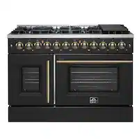 Forno Appliances - Galiano 6.58 Cu. Ft. Freestanding Dual Fuel True Convection Range - Black - Front_Zoom