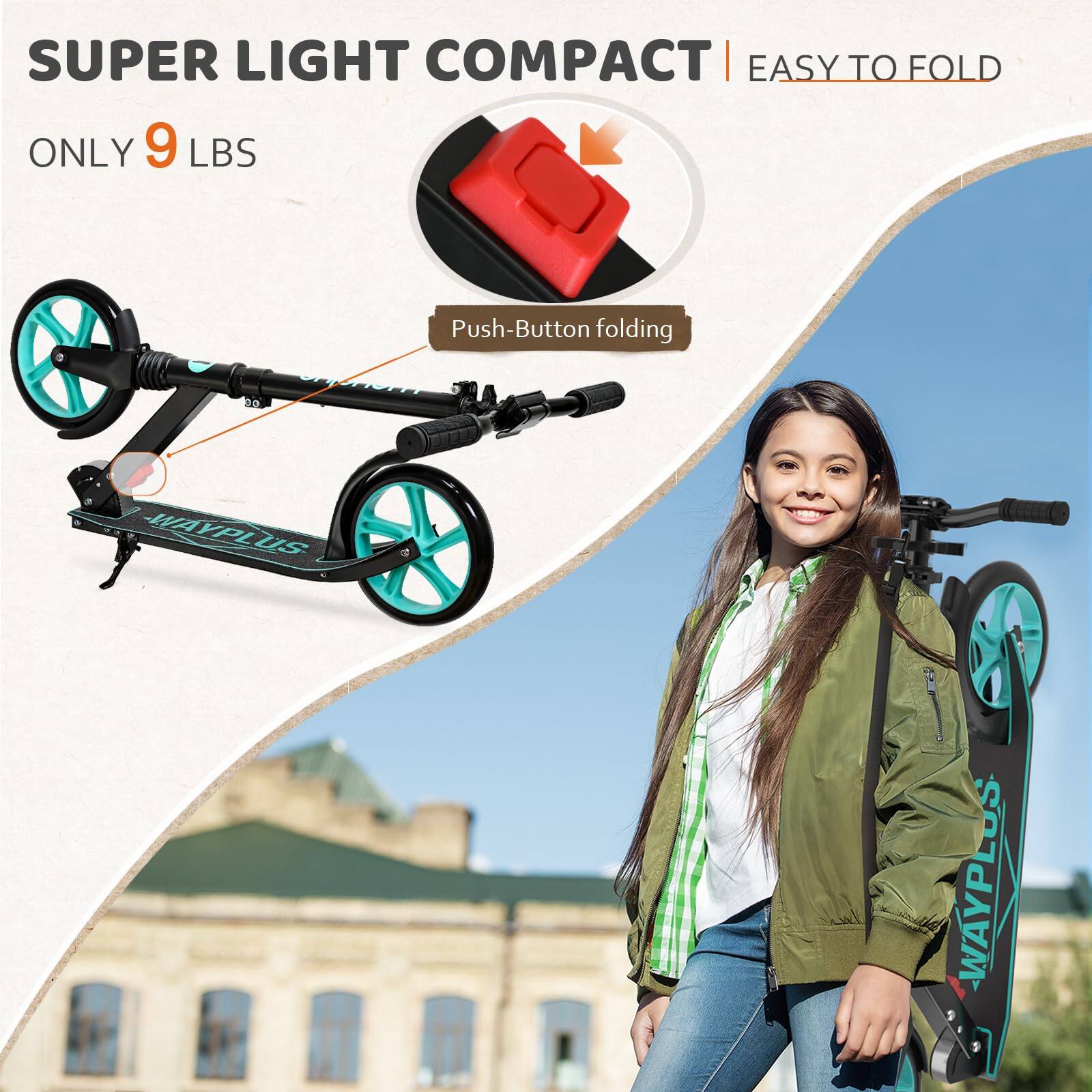 SUPER LIGHT COMPACT | EASY TO FOLD  
ONLY 9 LBS  
Push-Button folding