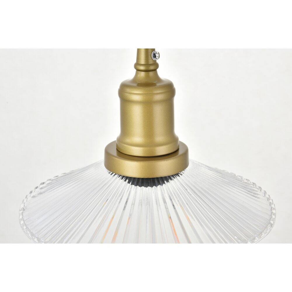 Back. Living District - Waltz 3 Light Brass Pendant - Brass And Clear.