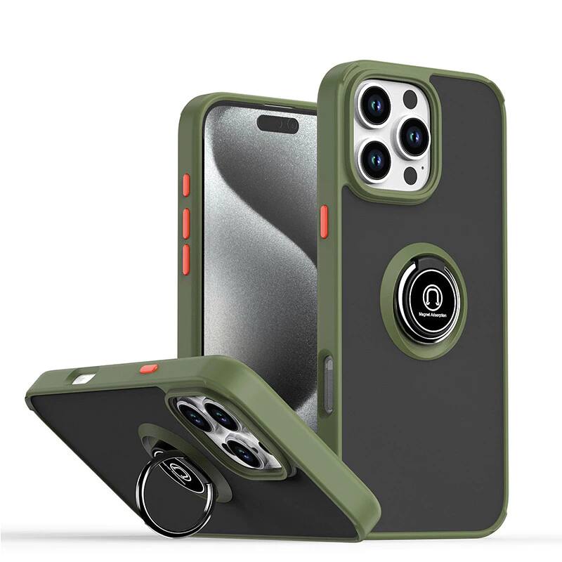 Front. Entronix - Entronix iPhone 14 Pro Case with Kickstand - Durable Matte Gripstand Design - Green.
