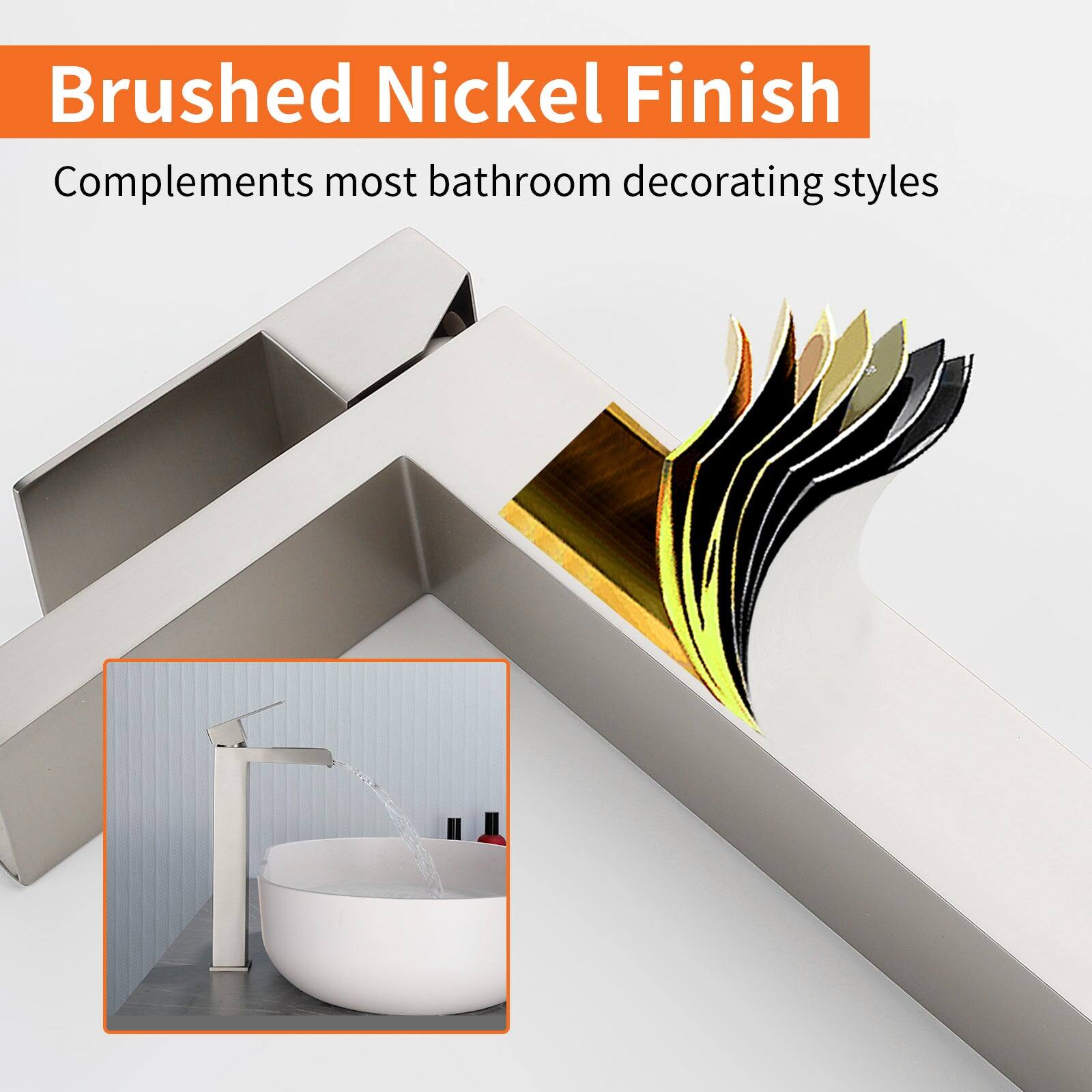 Brushed Nickel Finish  
Complements most bathroom decorating styles