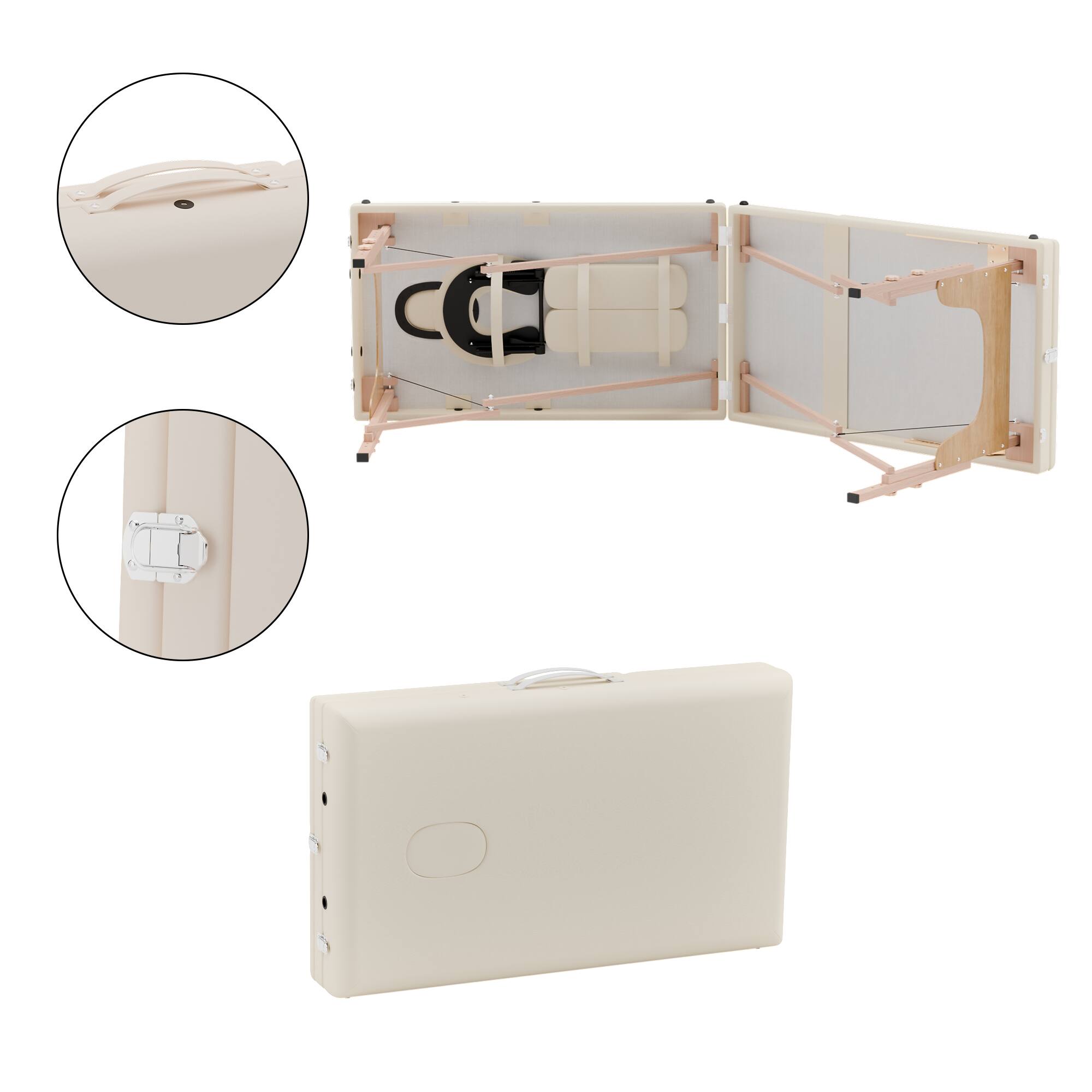 Alt View 9. Famapy - Portable Foldable Massage Table White – Adjustable Backrest & Face Cradle, Lightweight Spa Bed for Home, Salon, Therapy - White & Wooden.