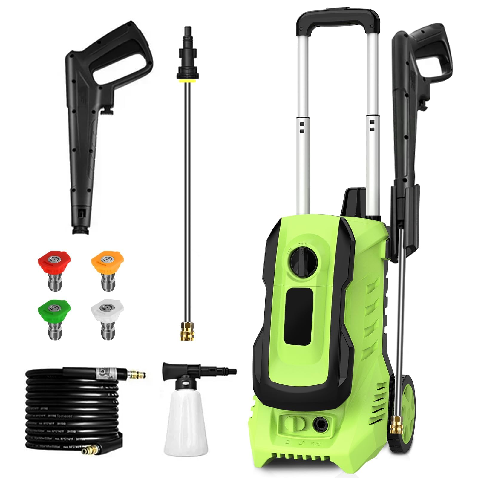 Sugift - 4000 PSI 2.6 GPM Cold Water Electric Pressure Washer with 5 Quick-Connect Nozzles - Green