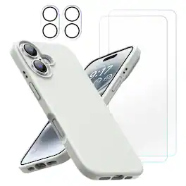 Entronix - 5-in-1 Protective Bundle for iPhone 17 - Liquid Silicone Case and Accessories - White