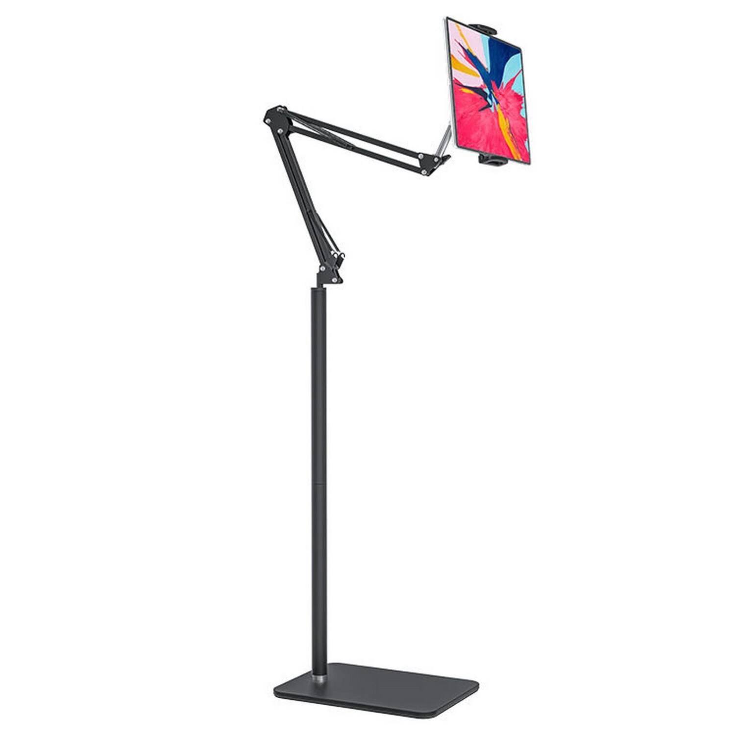 Angle. Stock Preferred - Adjustable Phone Tablet Floor Stand Universal - Black.