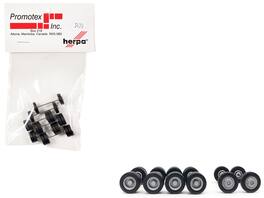 Planetary Hubs Wheel Set (2 Front and 4 Rear) 1/87 (HO) Plastic Model by Promotex - Black