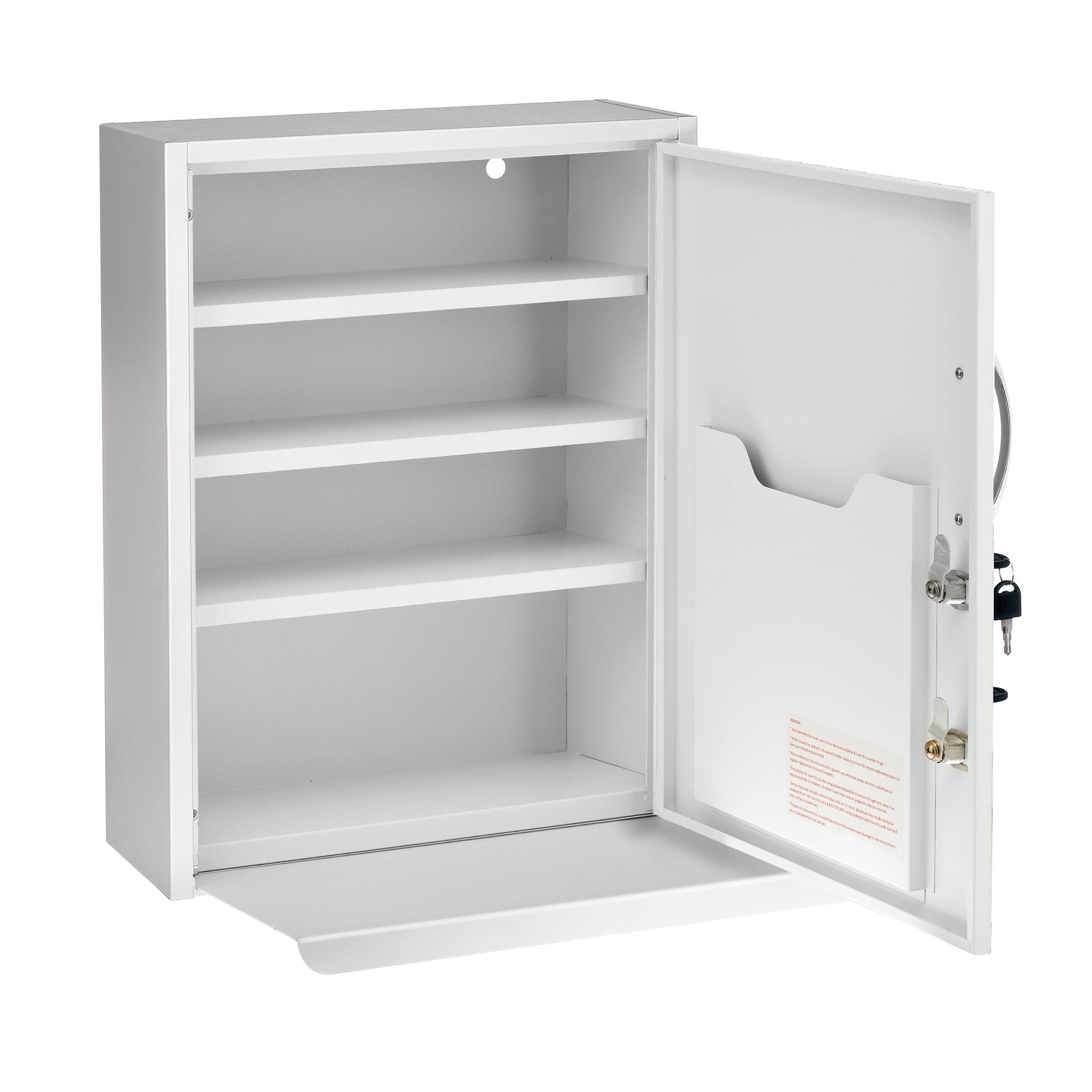 Alt View 9. Viva Comfort - Surface Mount Locking Bathroom Medicine Cabinet with Shelf and Pocket - White.