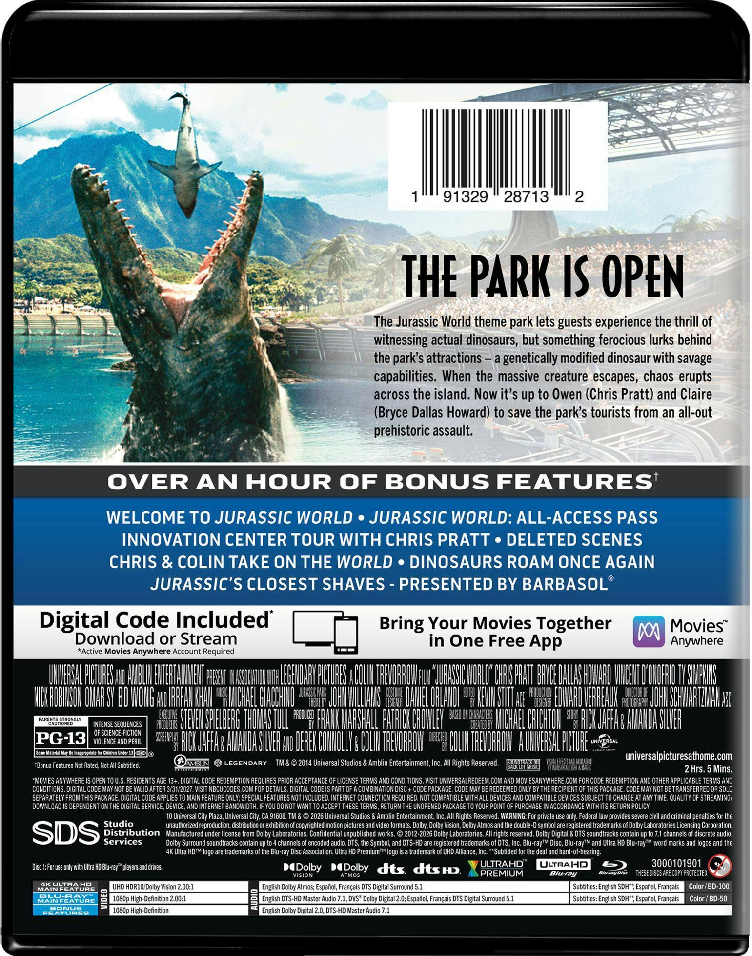 Back. Jurassic World (4K Ultra HD + Blu-ray + Digital) [UHD].