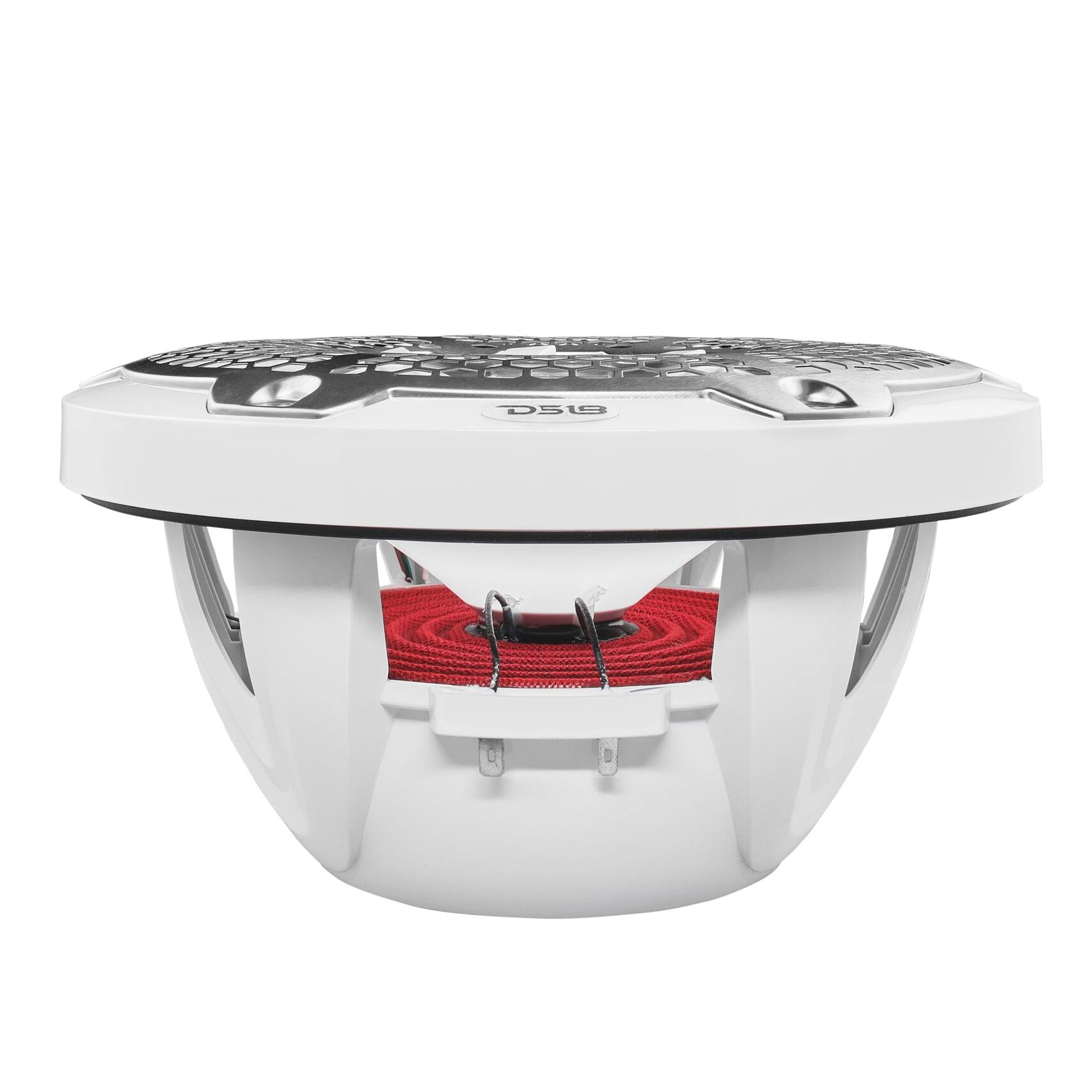 Alt View 4. DS18 Audio - NXL 10" 2-way Coaxial Speaker with RGB LED Lights, Built-in Driver and Grille (Pair), 200W RMS 4-Ohm - White.