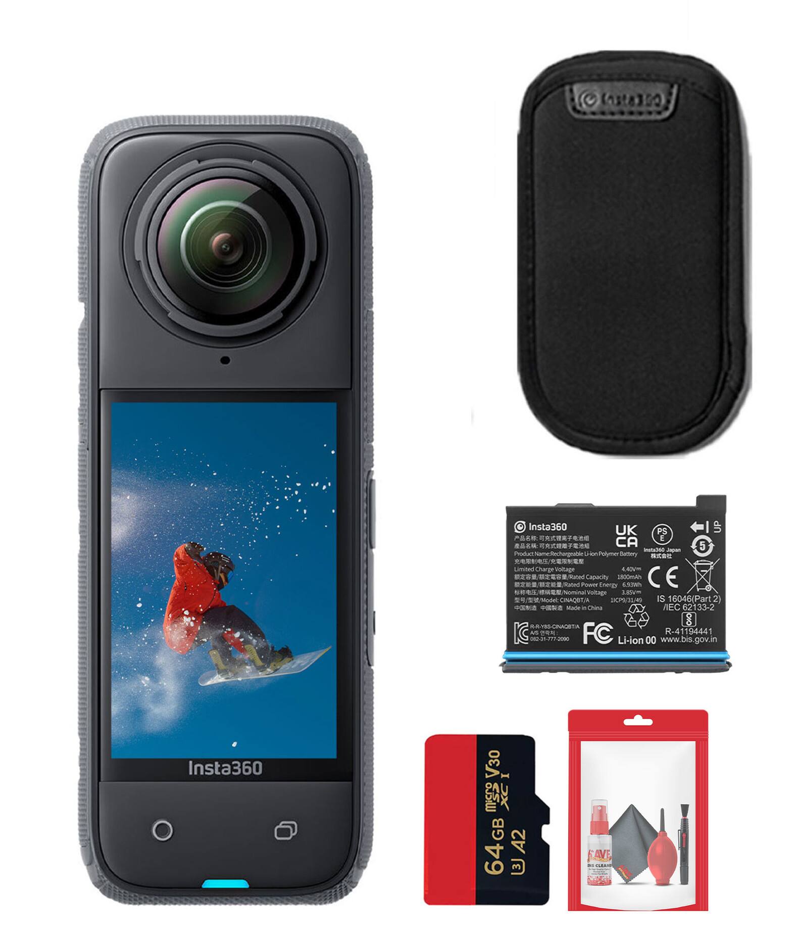 Insta360 V30

64GB 64GB A2

Insta360 UK

Product Name: Rechargeable Li-Polymer Battery
Limited Charge Voltage: 4.2V
Nominal Voltage: 3.8V
Capacity: 4000mAh
Energy: 15.2Wh
CE
IS 16046 (Part 2)
FC
R-41194441
Li-ion 00 www.bis.gov.in

Insta360

62133-2
8 AY-CNAGETA
IC
FC
4119444
8.21.208

Li-lon

www.bis.gov.in

Insta360 V30

64GB 64GB A2

Insta360