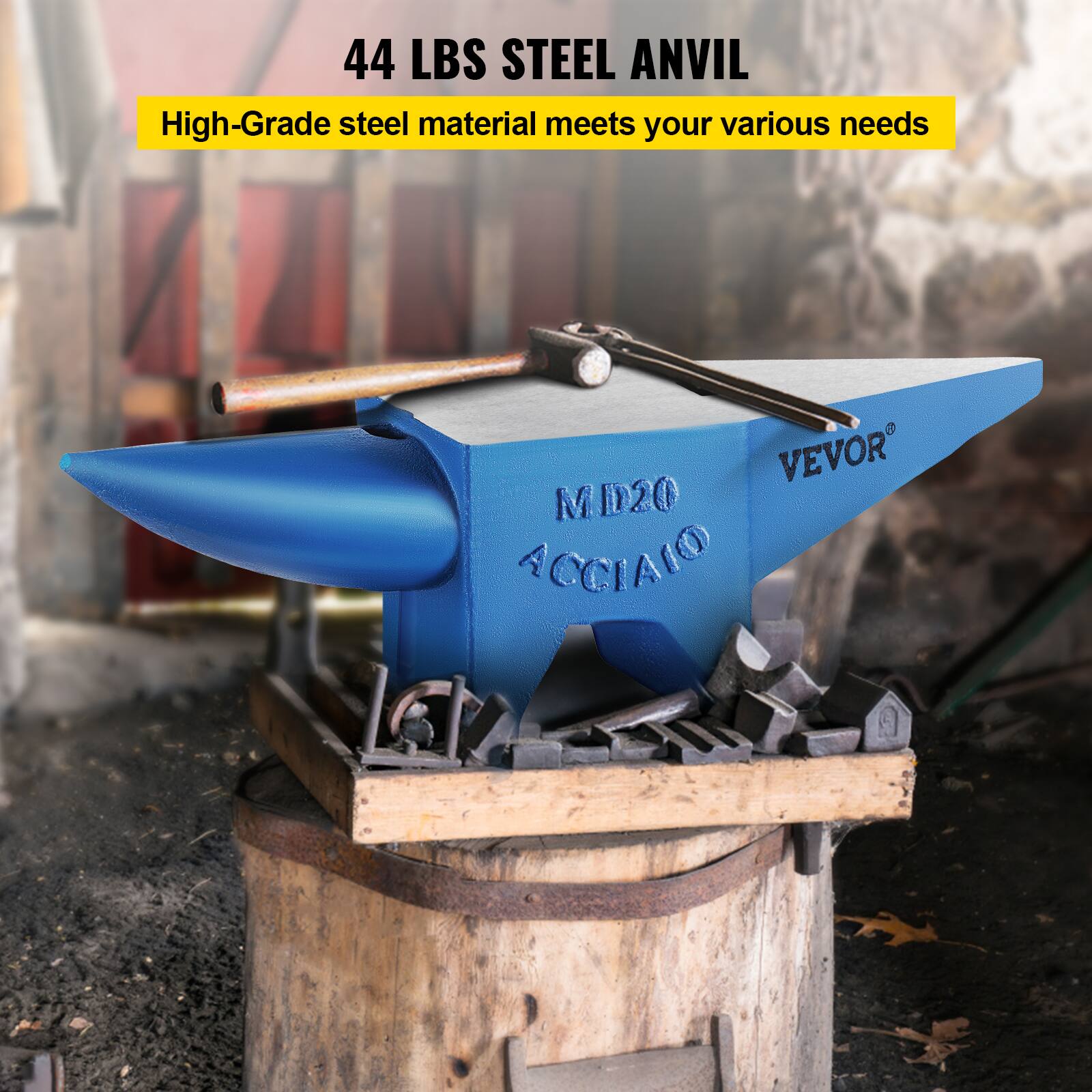 44 LBS STEEL ANVIL  
High-Grade steel material meets your various needs  
VEVOR® MD20 ACCIAIO