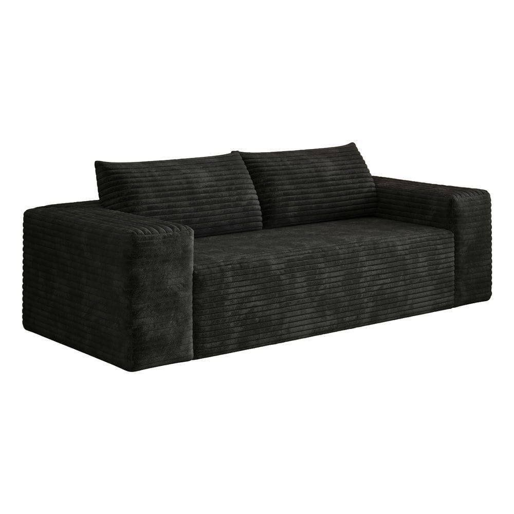 Angle. Kadyn - 78.8" Corduroy Fabric Loveseat Sofa, Deep Seat Couch, No Assembly, for Living Room & Apartment, Black - Black.