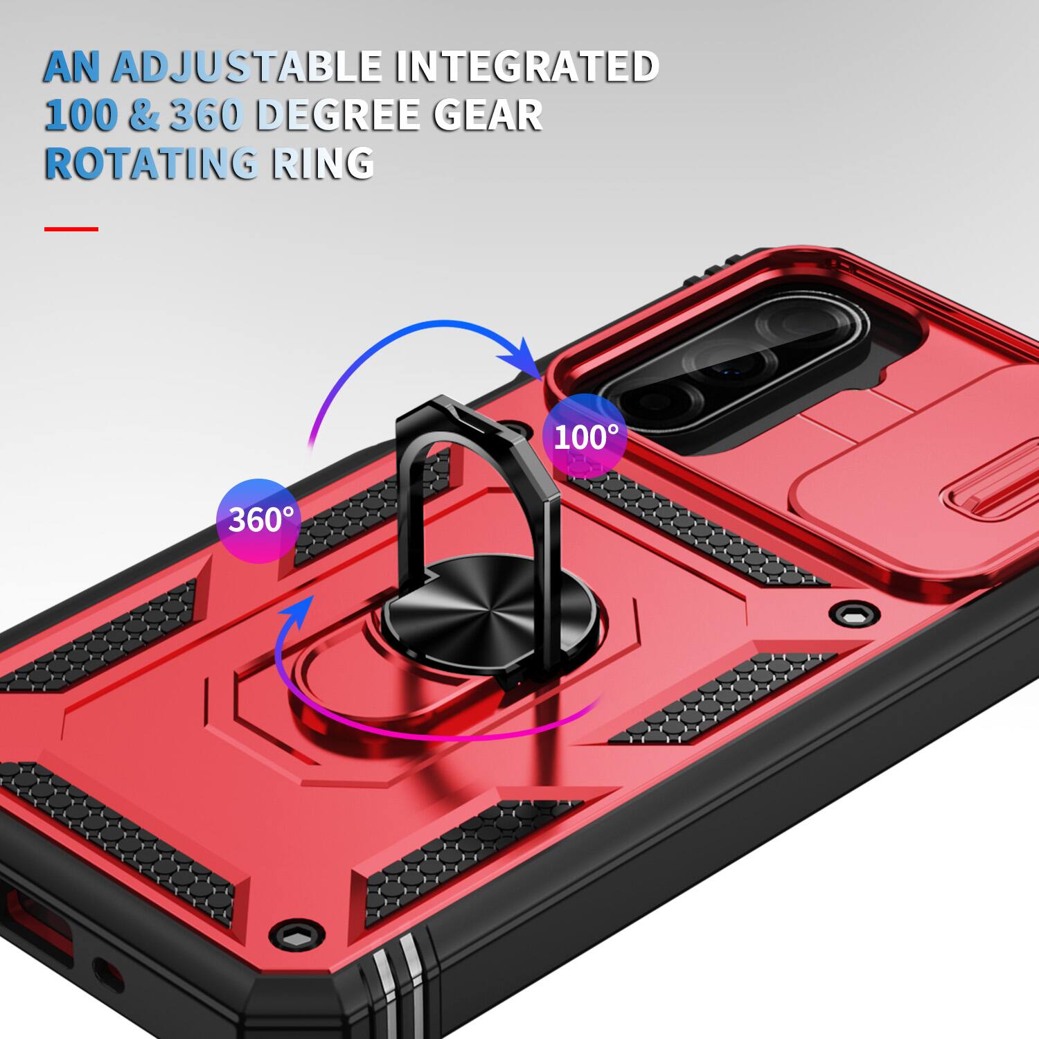 AN ADJUSTABLE INTEGRATED 100 & 360 DEGREE GEAR ROTATING RING