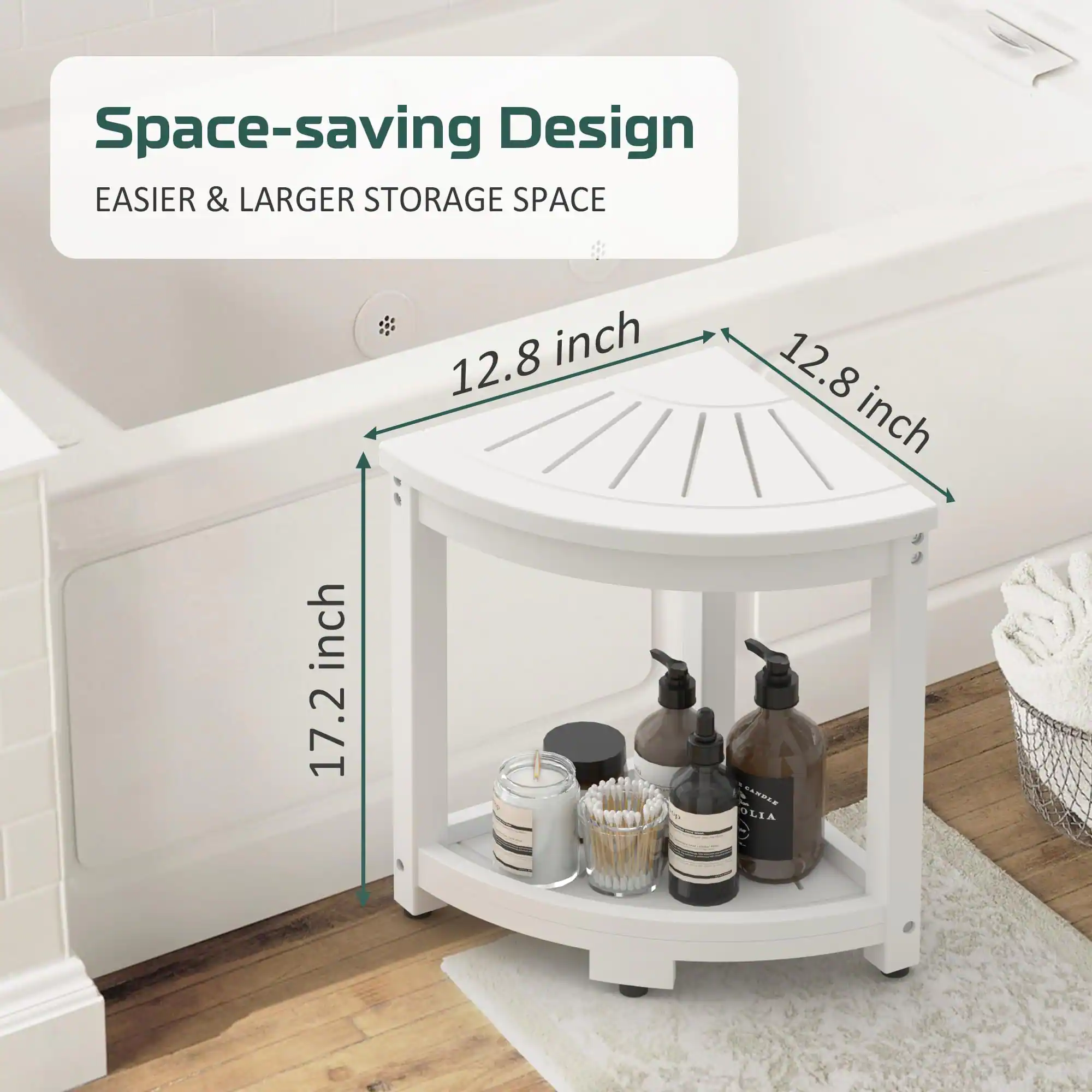Space-saving Design  
EASIER & LARGER STORAGE SPACE  

12.8 inch  
12.8 inch  
17.2 inch