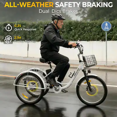 electric 3 wheel bicycles BREEZY Trike eBike TRIKE GT-48v 500 w Fat Tire Electr It comes with front and rear metal baskets Electric 3 Wheeled Bicycle |
