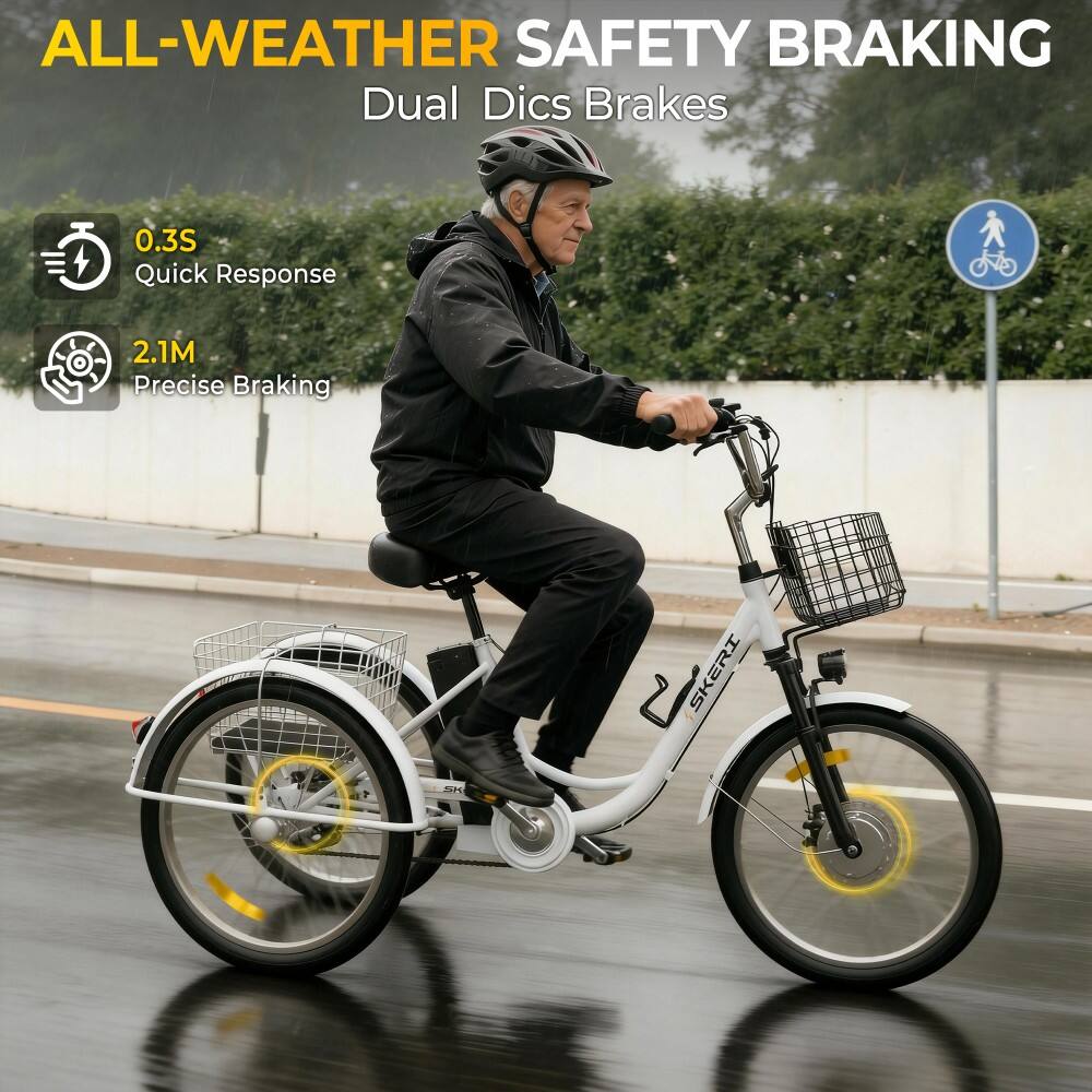 ALL-WEATHER SAFETY BRAKING  
Dual Disc Brakes  
0.3S Quick Response  
2.1M Precise Braking  
SKERI SPC