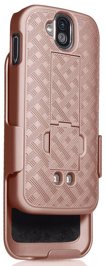 Alt View 5. Nakedcellphone - Case with Stand and Belt Clip Holster for Kyocera DuraForce Pro - Rose Gold.