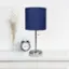 Alt View 11. Limelights - Stick Lamp with USB charging port and Fabric Shade - Silver/Navy.