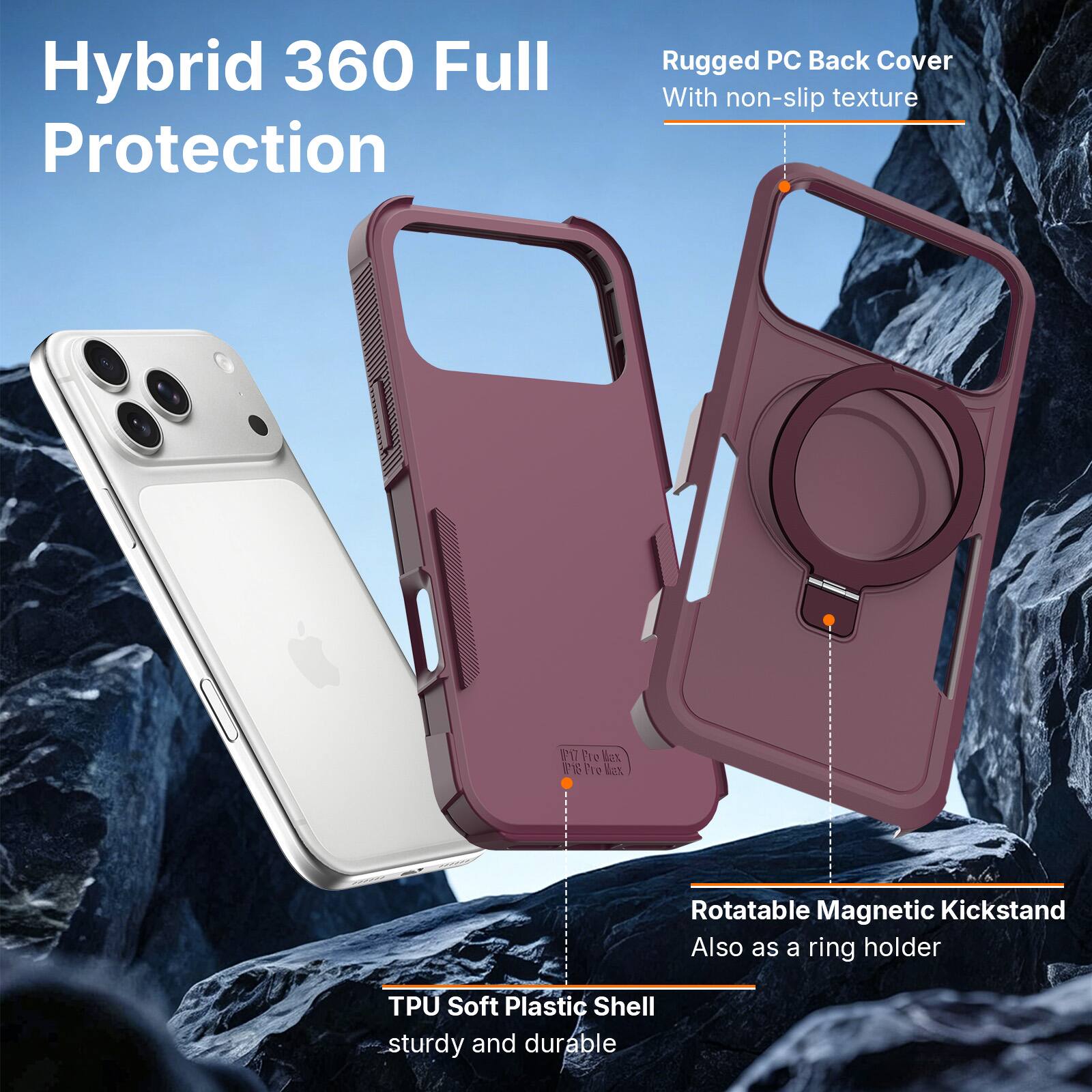 Dteck Magnetic Case for Apple iPhone 18 Pro with Ring Kickstand ...