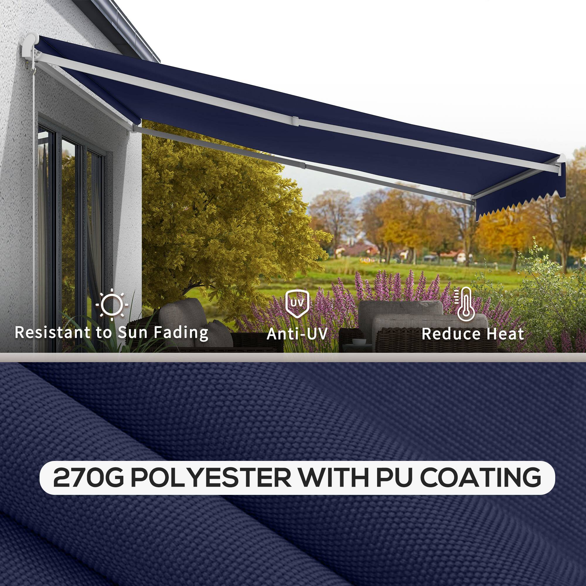 UV Resistant to Sun Fading  
Anti-UV  
Reduce Heat  
270G POLYESTER WITH PU COATING