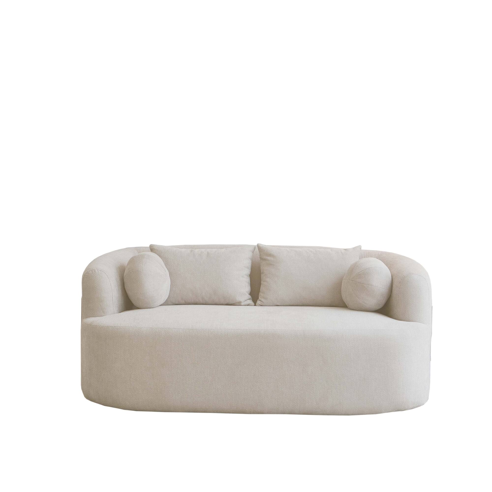 Angle. GOODSILO - Modern Memory Foam Two-Seater Sofa with Deep Seat and Premium Chenille Fabric, No Assembly Required - Beige.