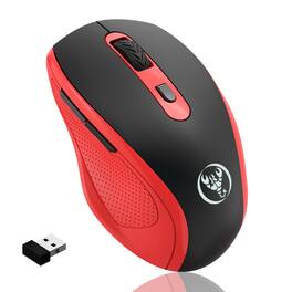 SKRAN - 2.4G Wireless 6-Button Office Mouse, Ergonomic Grip, Easy-to-Use for Office Workers & Daily Users (Office/Daily Tasks) - Wireless - Red
