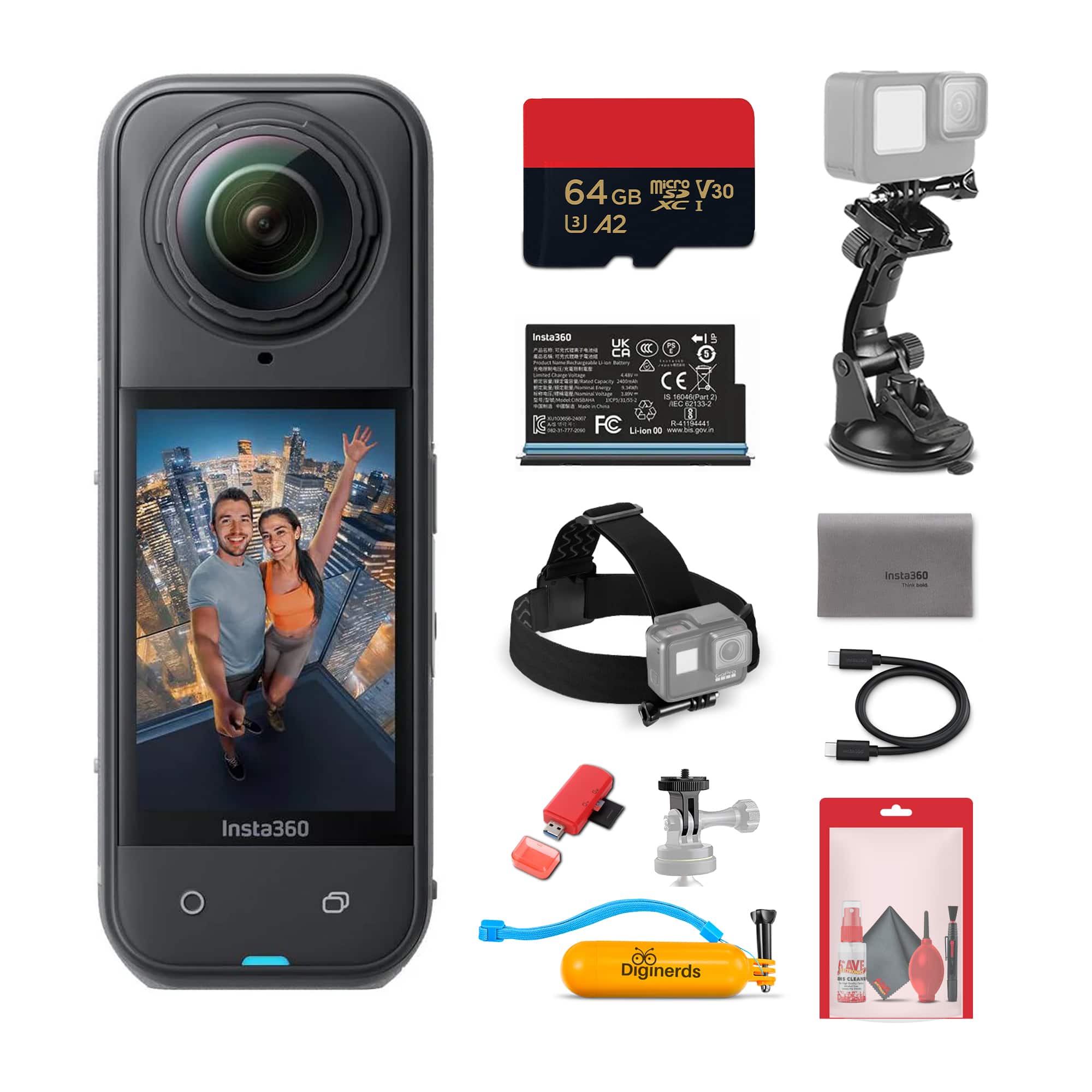 Insta360 - X5 8K 360 Waterproof Action Camera | 1/1.28" Sensors, Replaceable Lenses, PureVideo AI + More
