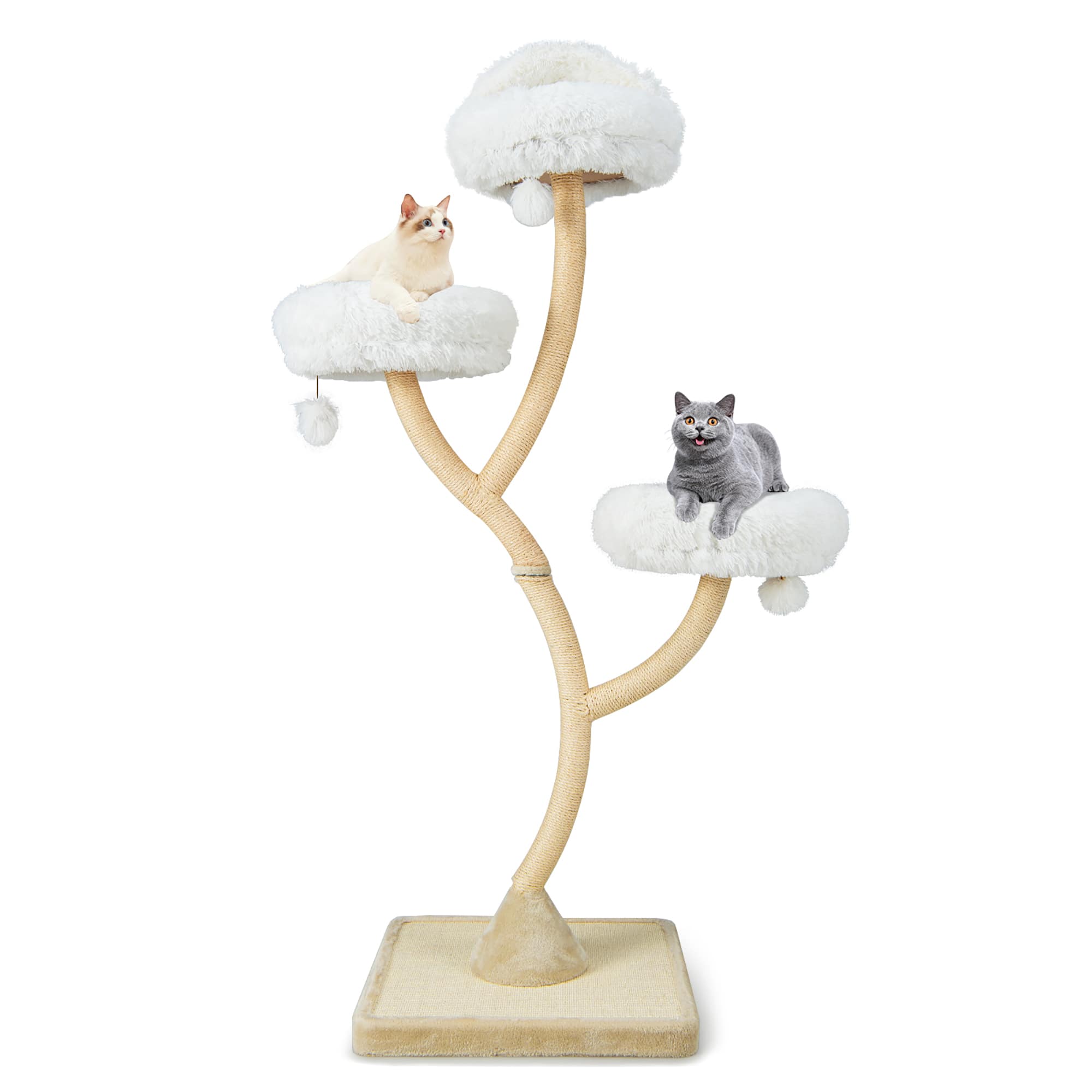 Front. Gymax - Gymax Cat Tree Tower 70'' Multi-Level Kitten Activity Center w/ 3 Perches & Balls Beige.