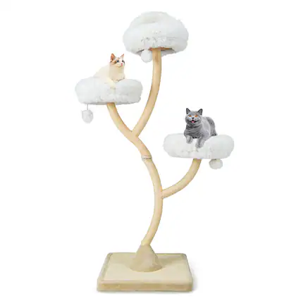 Front. Gymax - Gymax Cat Tree Tower 70'' Multi-Level Kitten Activity Center w/ 3 Perches & Balls Beige.