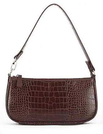 Front. DORLUKFU - Bag Crocodile Effect Retro Faux Leather Classic Clutch Shoulder Purse Handbag for Women - Brown.