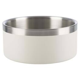 PetMaker - Set of Two 64oz Double Wall Insulated Stainless Steel Dog Bowls - Silver/Cream