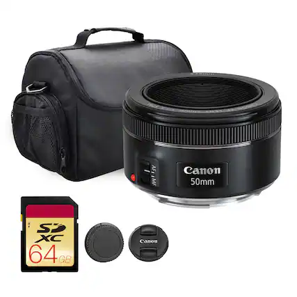 Canon 50mm Lens
Canon SD XC 64GB SD Card
Canon Lens Cap
Canon Lens Cap