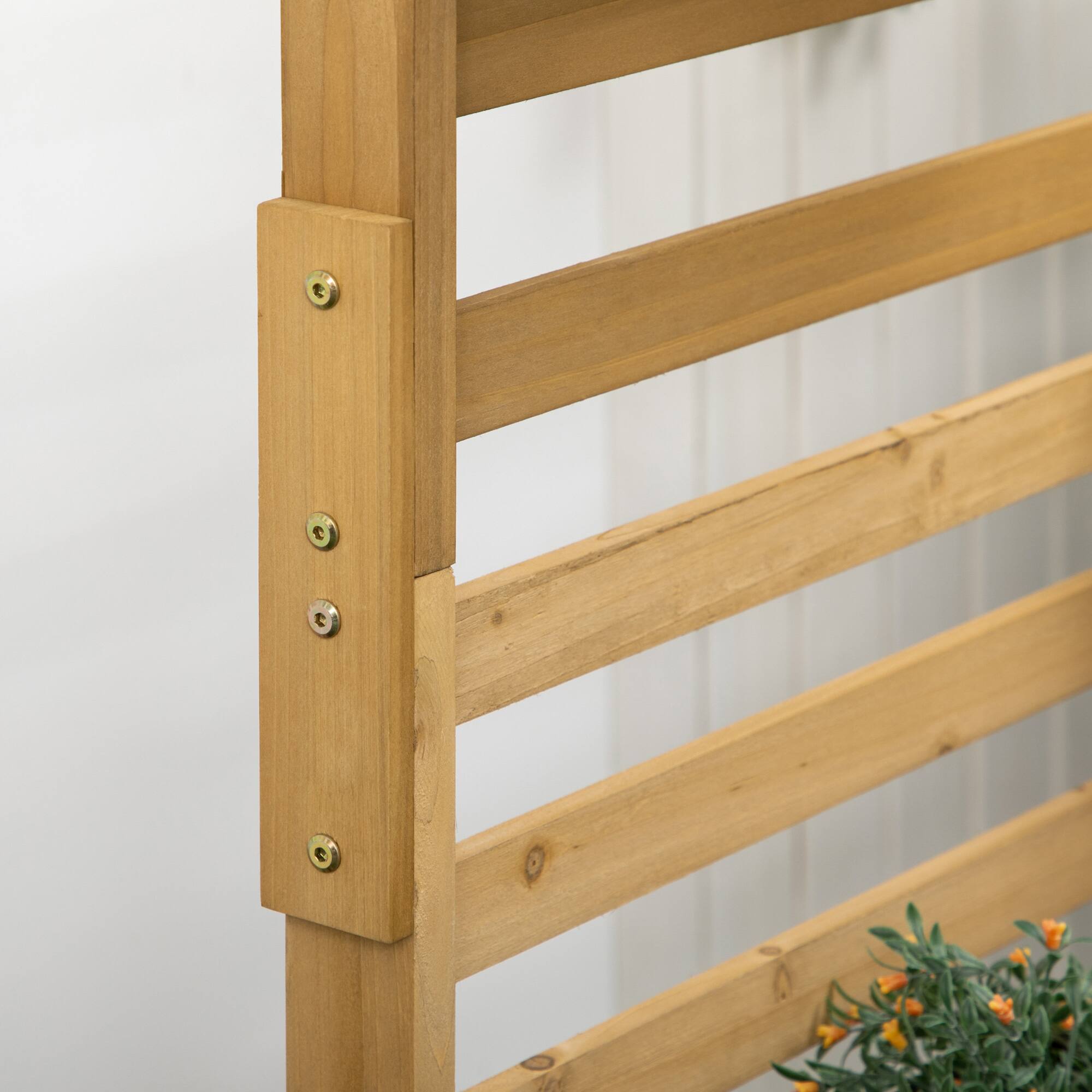 Alt View 7. Outsunny - Wooden Plant Trellis Stand with 5 Hanging Planter Boxes, Freestanding Outdoor Plant Stand for Patio - Natural Wood.