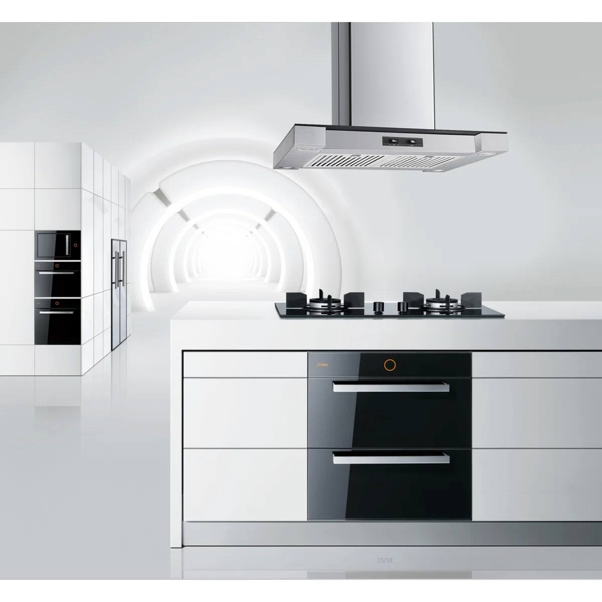 Angle. Winflo - Winflo 30 inch Convertible 300-CFM Stainless Steel Island Range Hood - Stainless Steel.