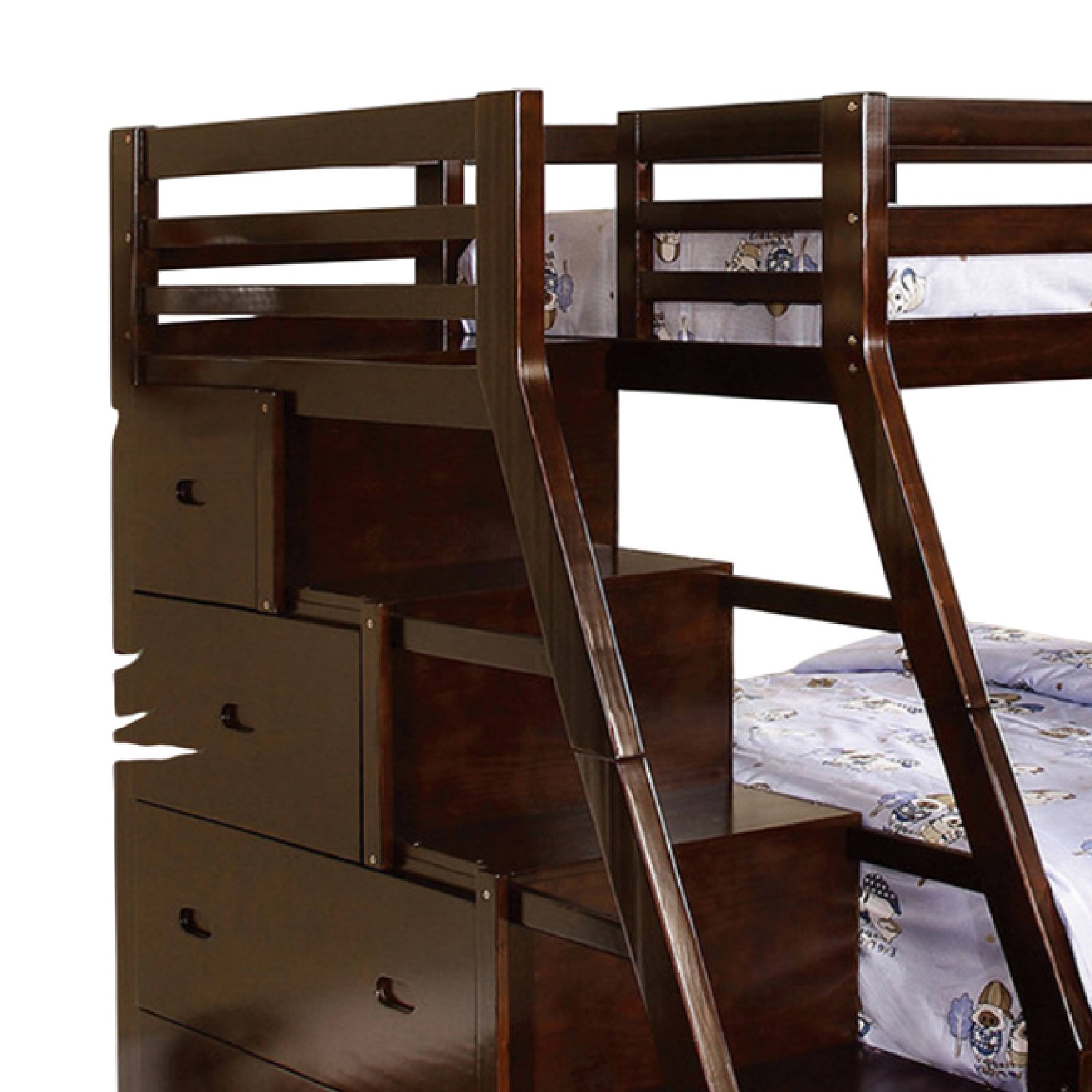 Alt View 2. Manhattan Lane - Ellon Twin over Full Bunk Bed, Trundle, Espresso Brown Wood, Drawers - Espresso Brown.