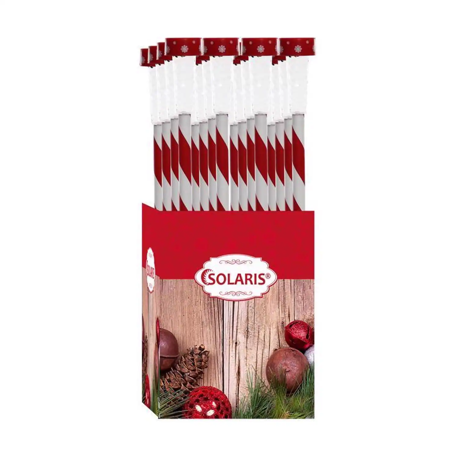 Front. Alpine - Alpine LED White Solar Candy Cane Striped Stake 23 in. Pathway Decor (Case of 24) - Red|White.