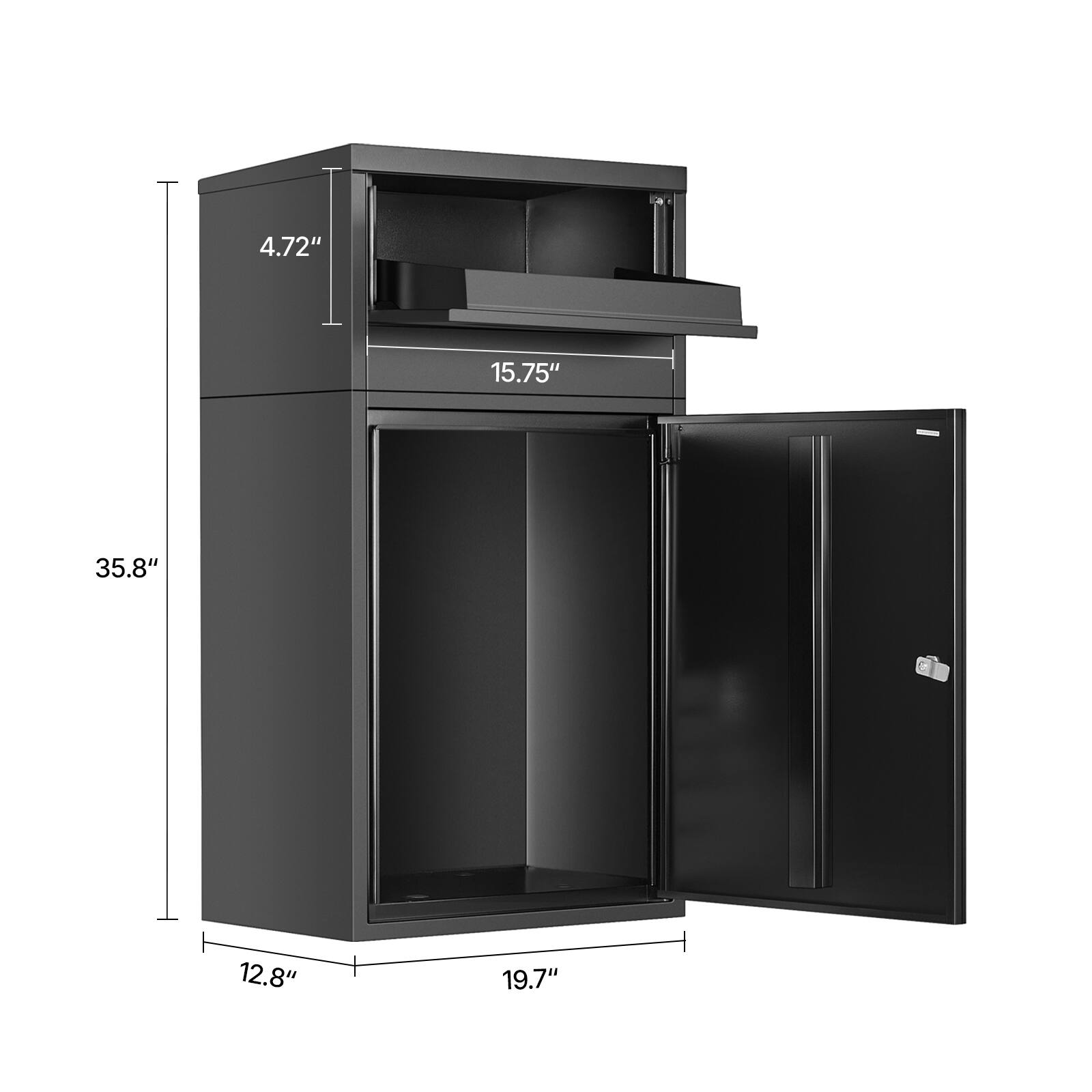 4.72", 12.8", 19.7", 35.8", 15.75"