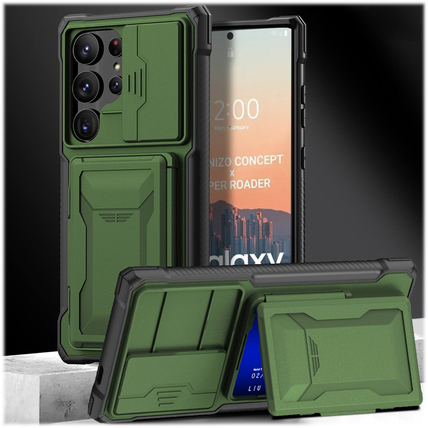 Alt View 16. SaharaCase - ArmorElite Wallet Case for Samsung Galaxy S24 Ultra - Military Green.