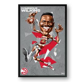 Sporticulture - Dominique Wilkins Atlanta Hawks Framed 14" x 20" Player Caricature Art - Multicolor