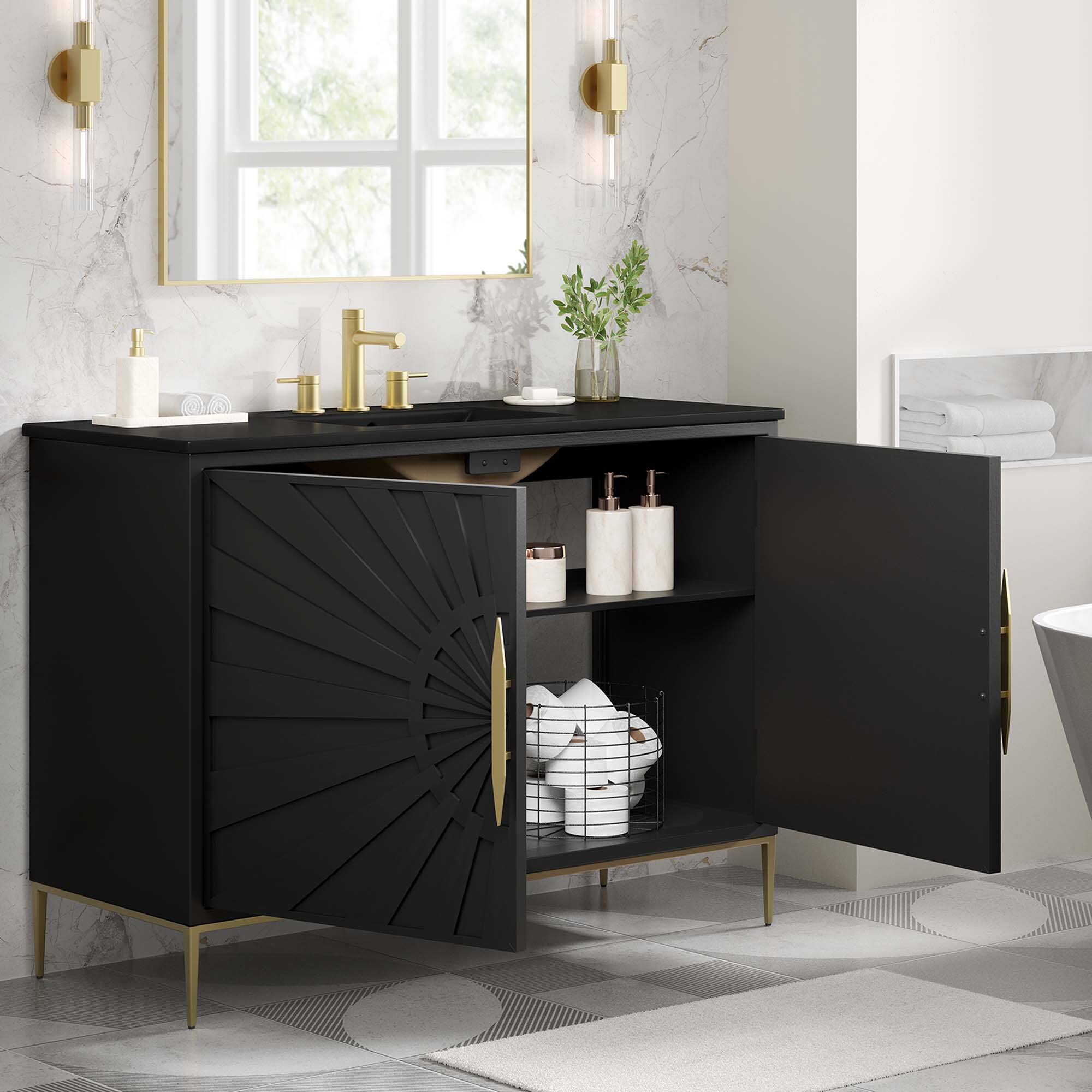 Alt View 1. Modway - Awaken Bathroom Vanity Basin Included by Modway - Black Black.