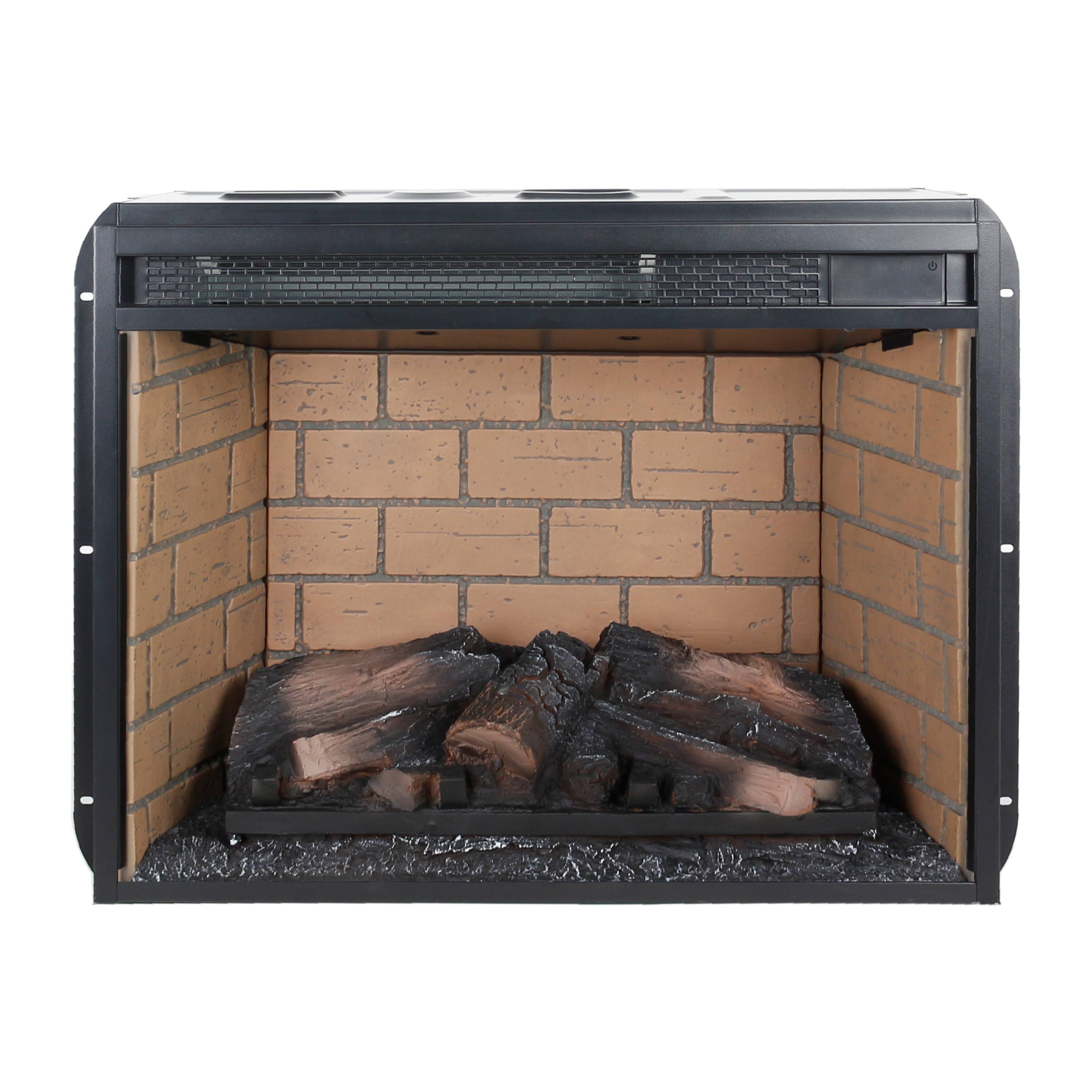 Alt View 2. PexFix - 23" Electric Fireplace Insert, Infrared Quartz Heater, Wood Log & Brick Interior, for TV Stand.