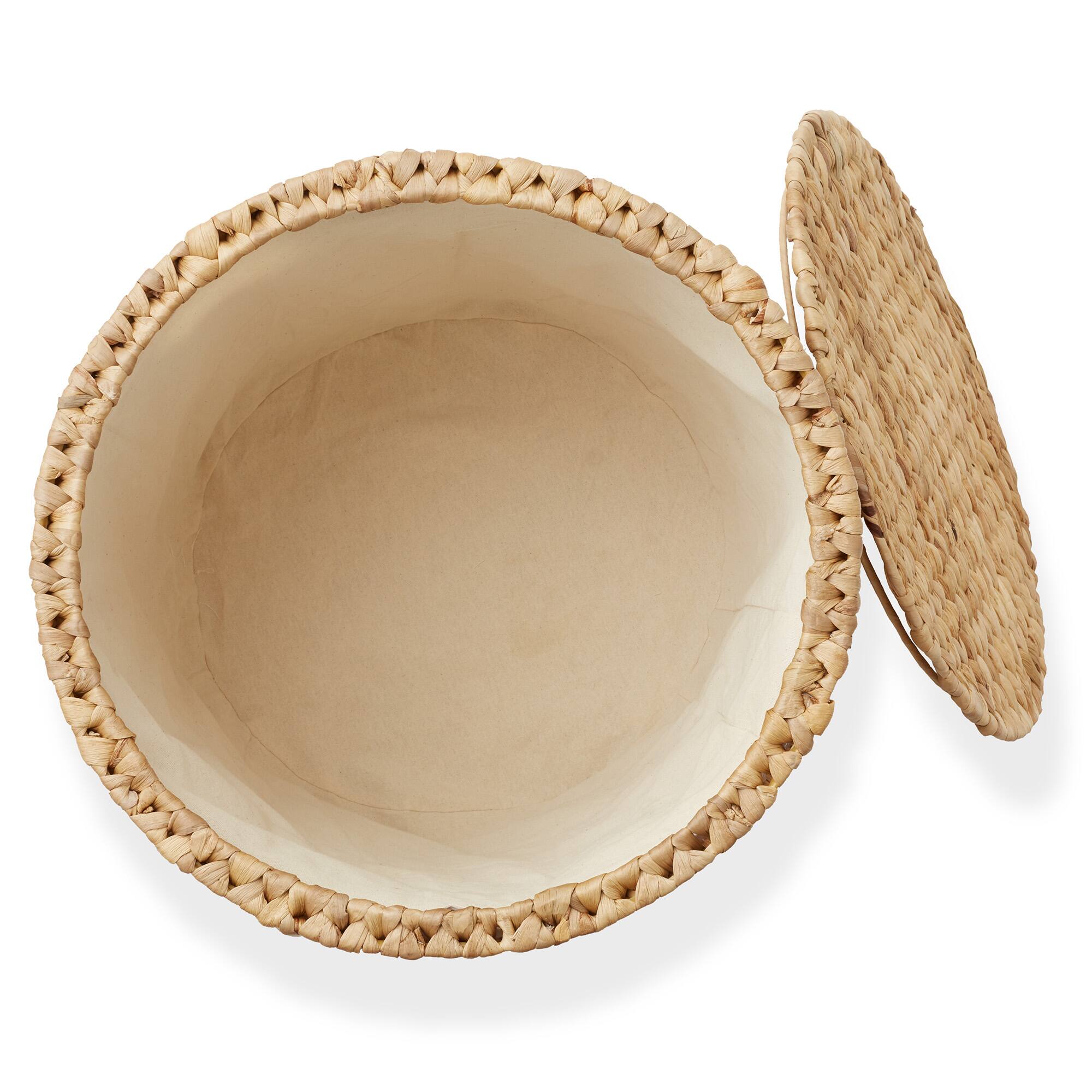 Alt View 3. Casafield - Rolling Storage Basket with Lid and Locking Wheels - Hyacinth Wicker - Natural.