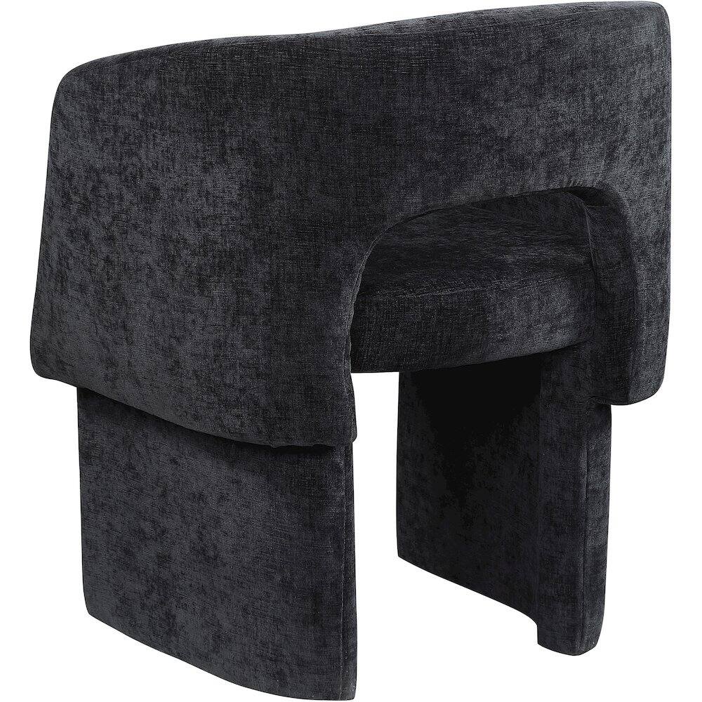 Alt View 3. Meridian Furniture - Emmet Black Chenille Fabric Dining Chair / Accent Chair - Black.