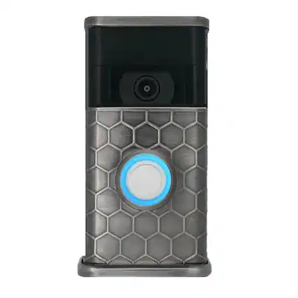 Front. Michael Healy - Honeycomb Video Doorbell Cover (Ring 2nd Gen) - Antique Pewter.
