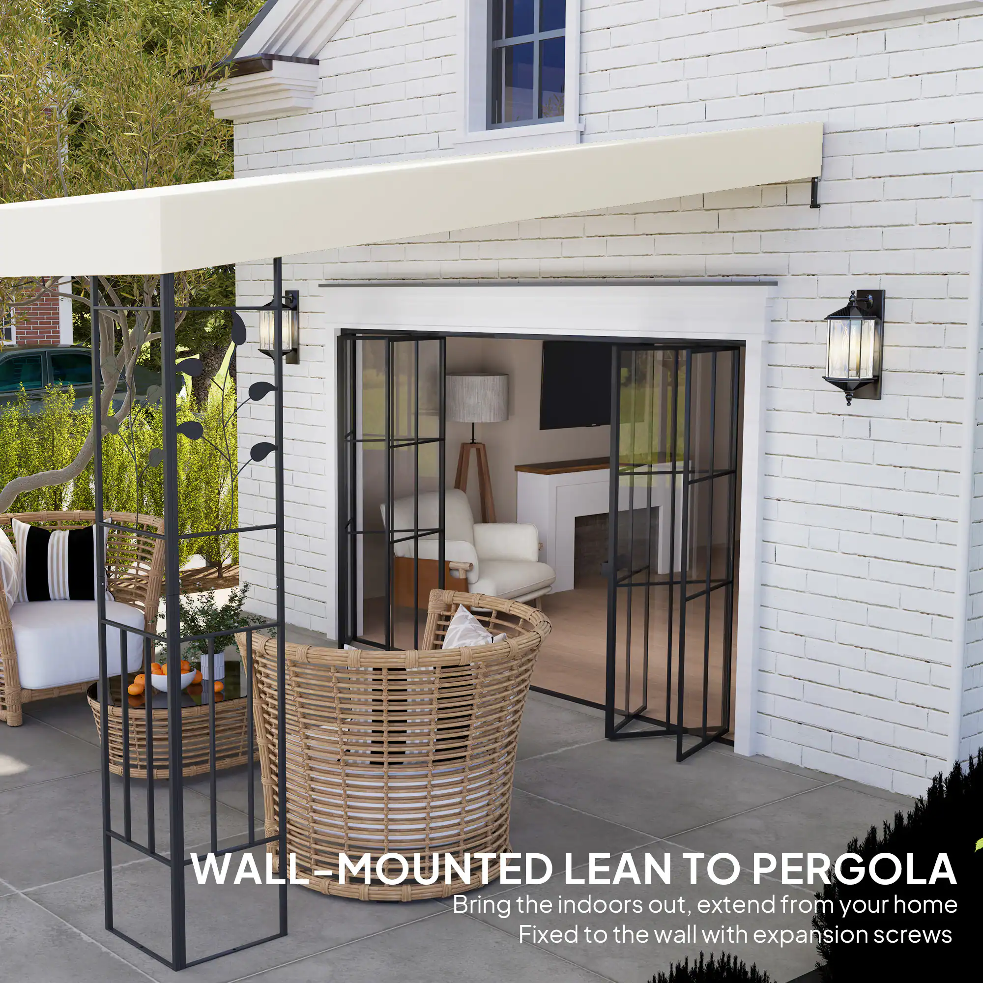 WALL-MOUNTED LEAN TO PERGOLA
Bring the indoors out, extend from your home
Fixed to the wall with expansion screws